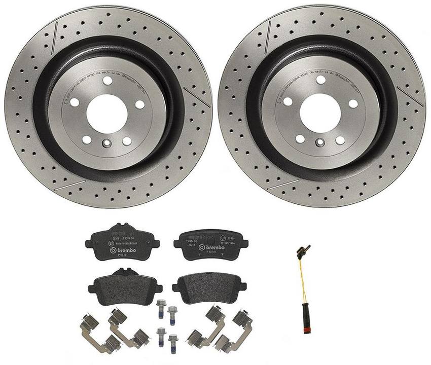 Mercedes Brembo Brakes Kit Pads and Rotors Rear (345mm) (LowMet